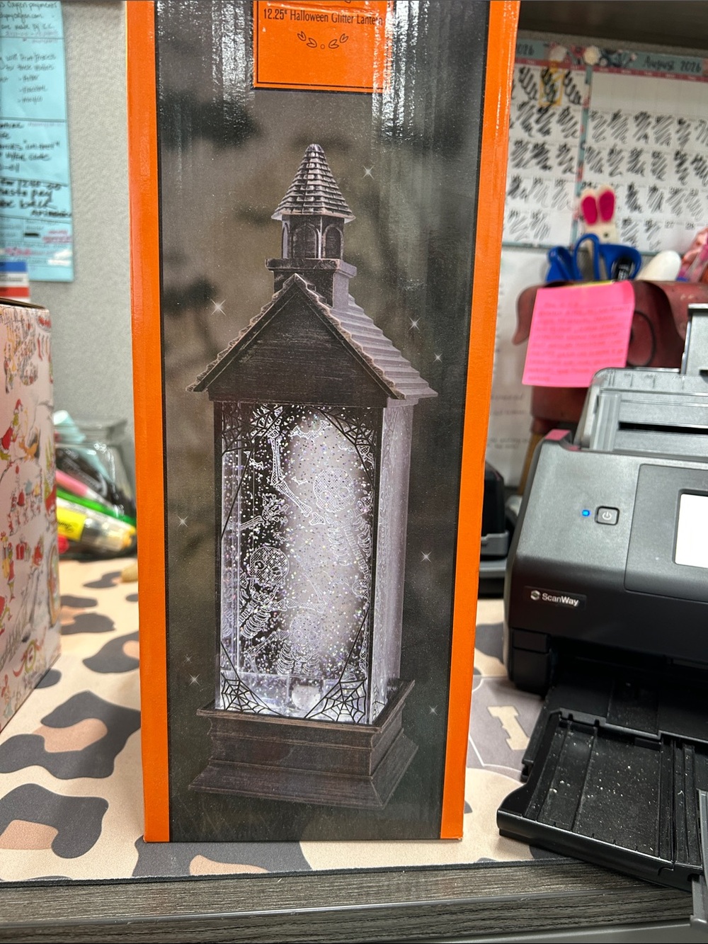 Hallmark Black and Orange Halloween Glitter Lantern